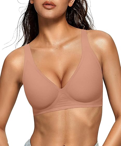 Mila Deep V Neck Seamless Sports Push Up Bra