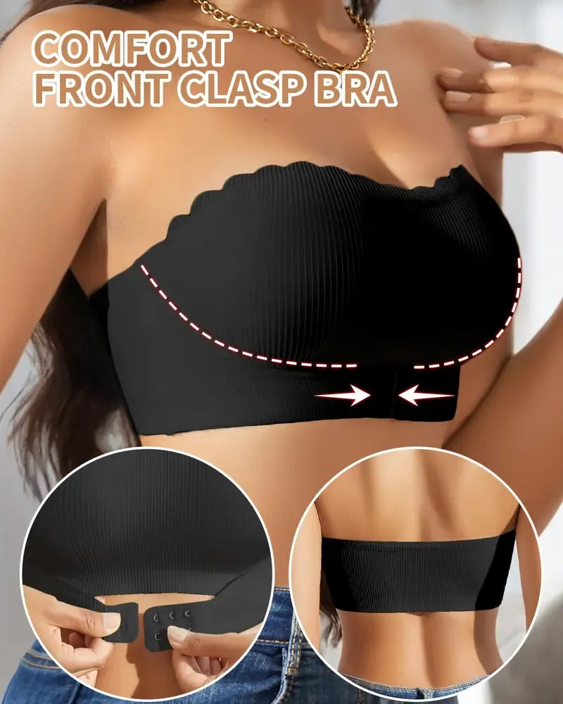 Sabrina Seamless Wireless Scallop Edge Strapless Bra