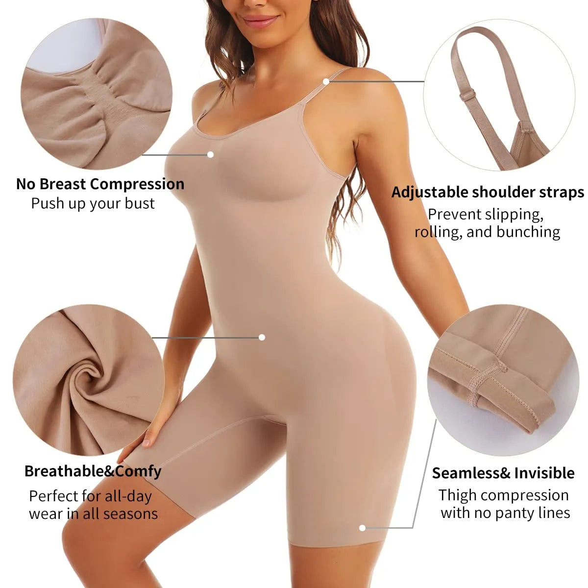 Simone Seamless Tummy Control Bodysuit Full Body Shapewear