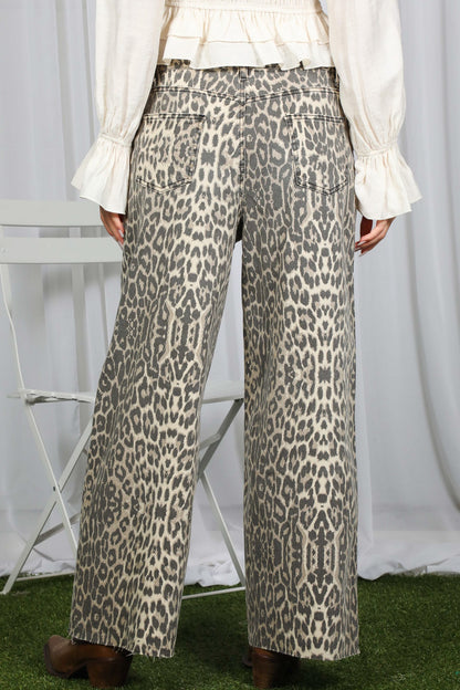 Delilah Wide Leg Cropped Leopard Jeans