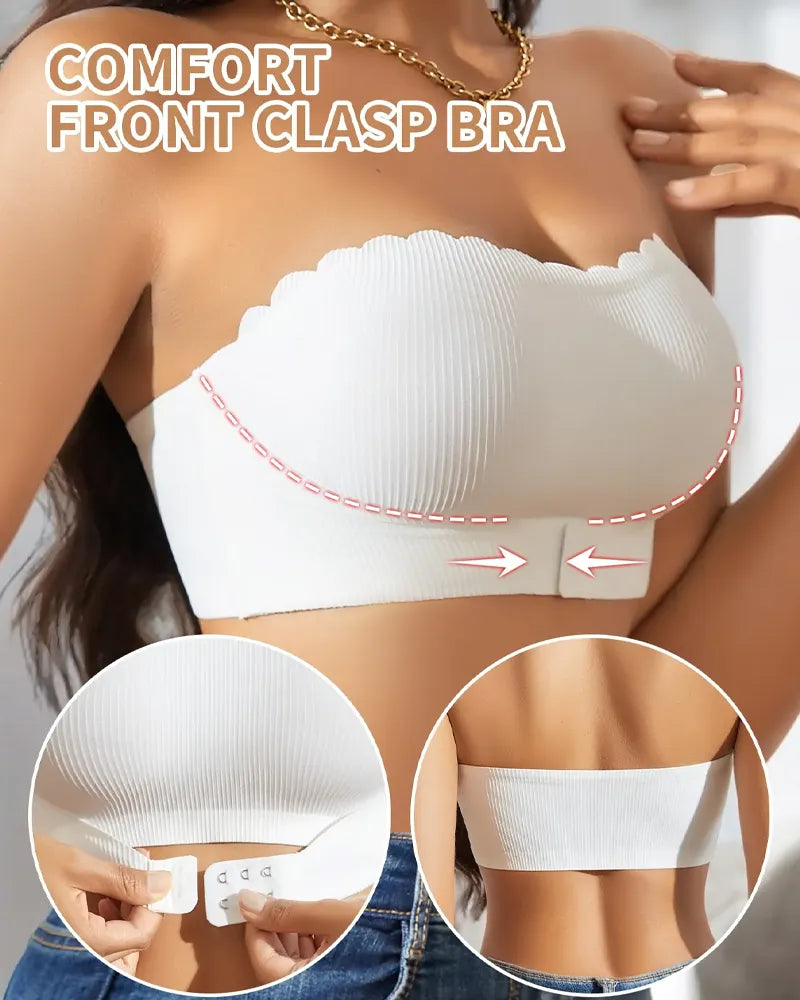 Sabrina Seamless Wireless Scallop Edge Strapless Bra