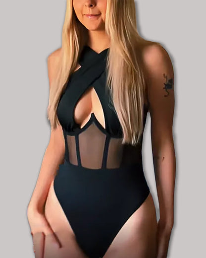 Melissa Mesh Halter Body Shapewear Underwire Boning Corset