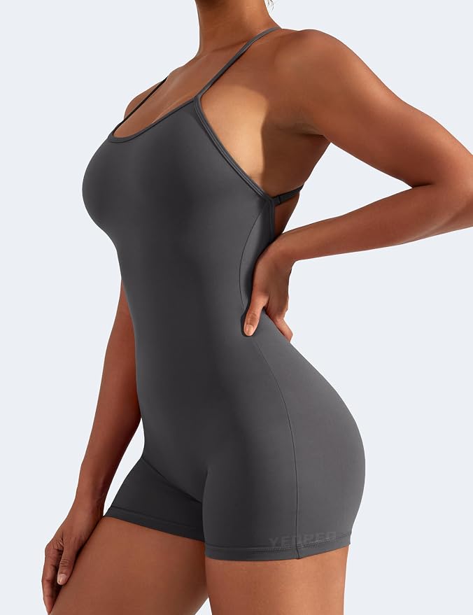 Natalie Backless Tummy Control V-Back Scrunch Yoga Romper