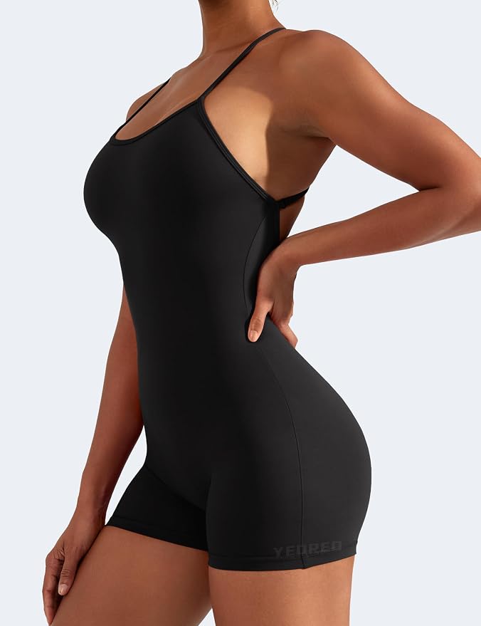 Natalie Backless Tummy Control V-Back Scrunch Yoga Romper