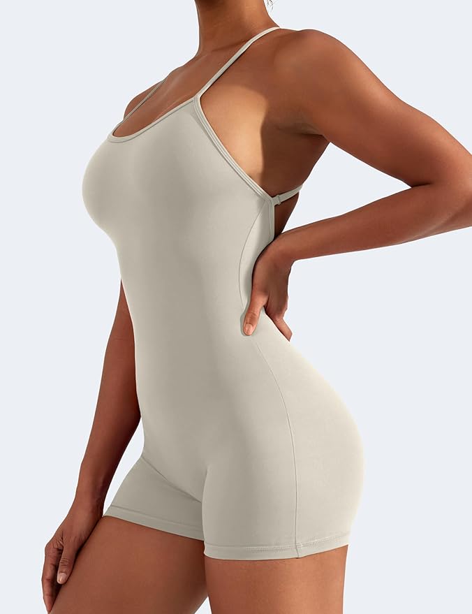 Natalie Backless Tummy Control V-Back Scrunch Yoga Romper