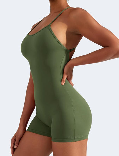 Natalie Backless Tummy Control V-Back Scrunch Yoga Romper