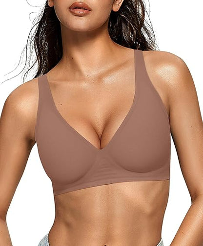 Mila Deep V Neck Seamless Sports Push Up Bra