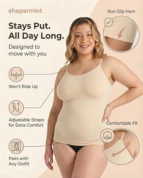 Starla Scoop Neck Cami Body Shaper Tummy Control Tank Top