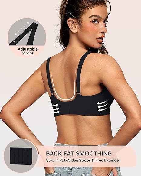 Mila Deep V Neck Seamless Sports Push Up Bra