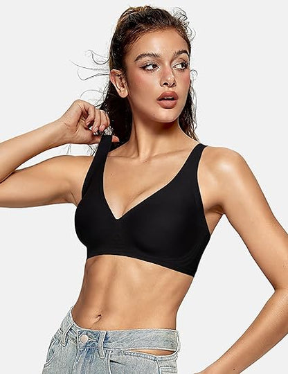 Mila Deep V Neck Seamless Sports Push Up Bra
