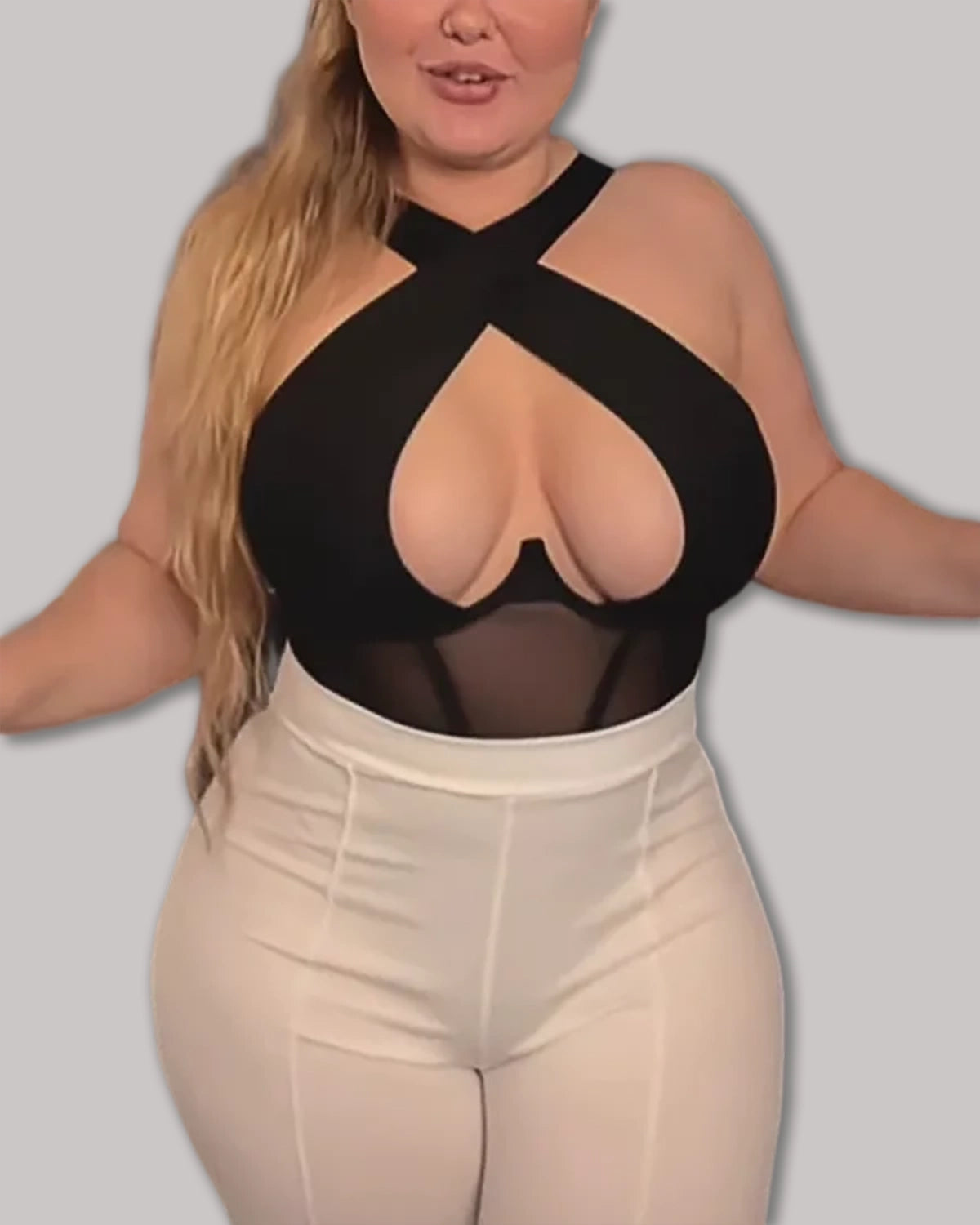 Melissa Mesh Halter Body Shapewear Underwire Boning Corset