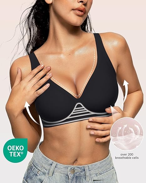 Mila Deep V Neck Seamless Sports Push Up Bra