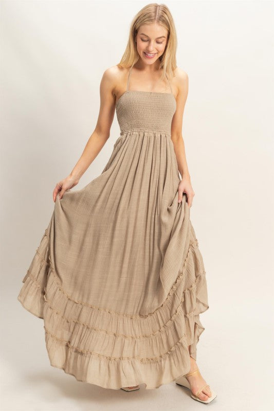 Giselle Smocked Halter Maxi Dress