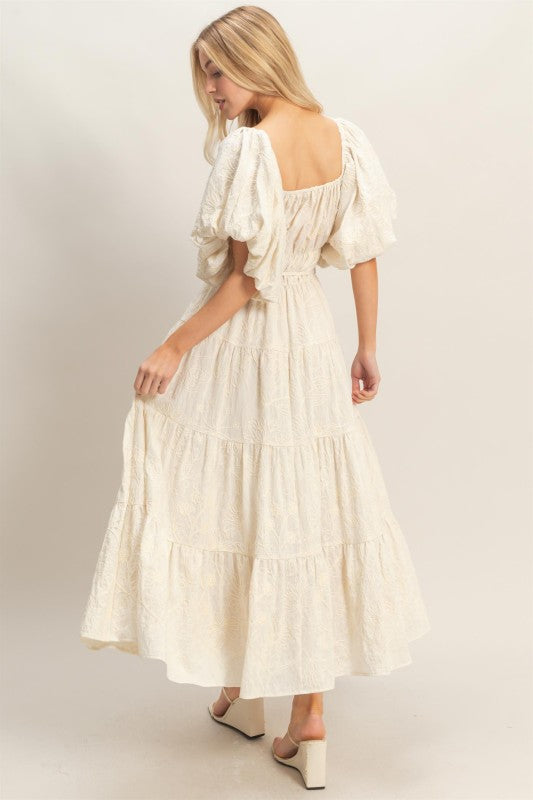 Keira Floral Puff Sleeve Midi Dress
