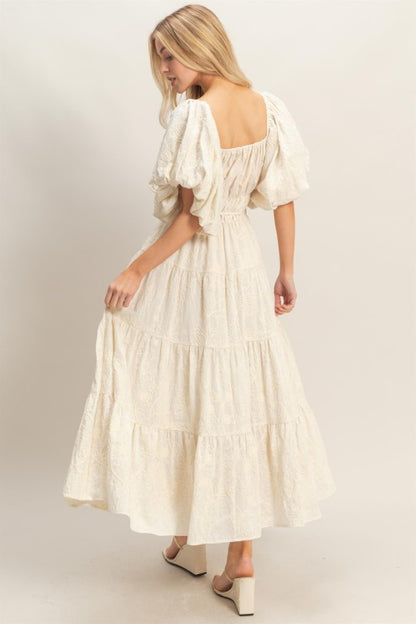 Keira Floral Puff Sleeve Midi Dress