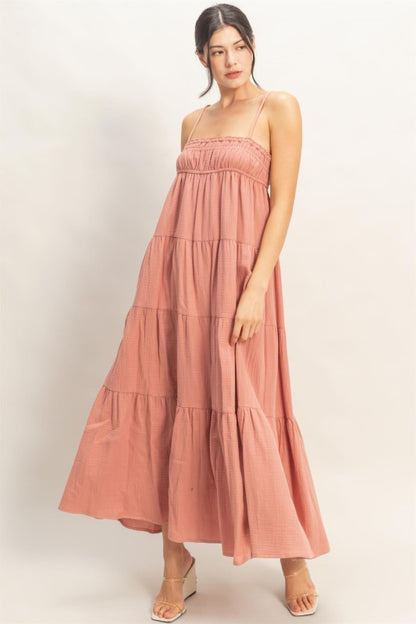 Haley Smocked Tiered Maxi Dress