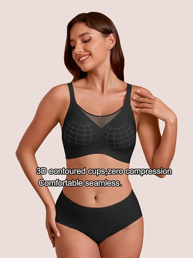 Rebecca Jelly Push Up V Mesh Bra Seamless Soft No Underwire Everyday Tshirt Bra