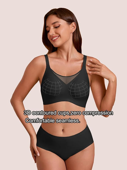 Rebecca Jelly Push Up V Mesh Bra Seamless Soft No Underwire Everyday Tshirt Bra