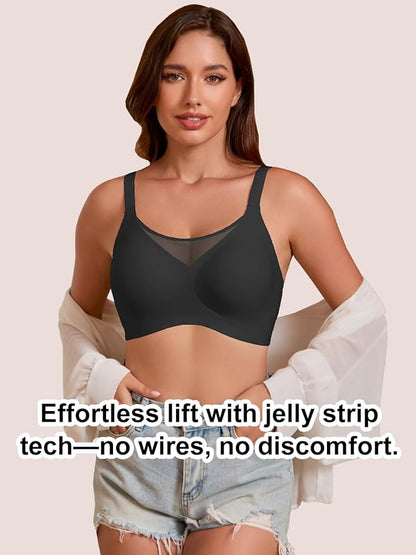 Rebecca Jelly Push Up V Mesh Bra Seamless Soft No Underwire Everyday Tshirt Bra