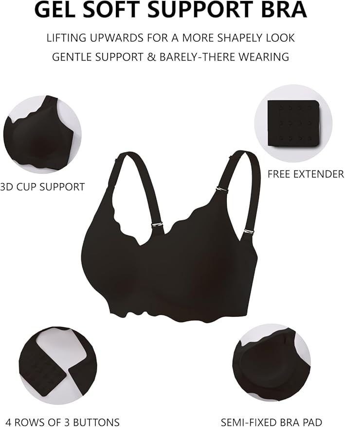 Sammy Jelly Push Up Bra Seamless Soft No Underwire Everyday Tshirt Bra