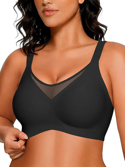 Rebecca Jelly Push Up V Mesh Bra Seamless Soft No Underwire Everyday Tshirt Bra