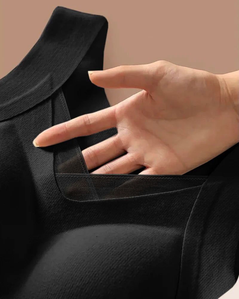 Sidney Sliced Mesh V Neck Built In Bra Tank Top