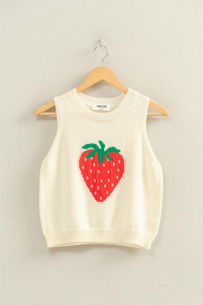Brianna Strawberry Sleeveless Knit Top