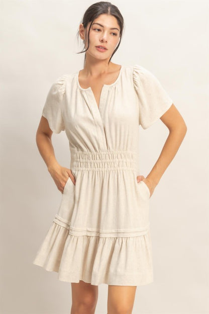 Melody Short Sleeve Tuck Skirt Dress