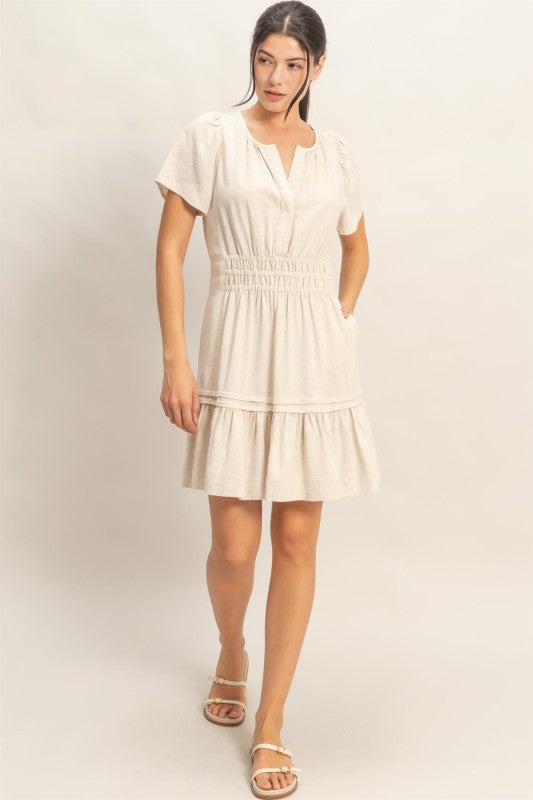 Melody Short Sleeve Tuck Skirt Dress