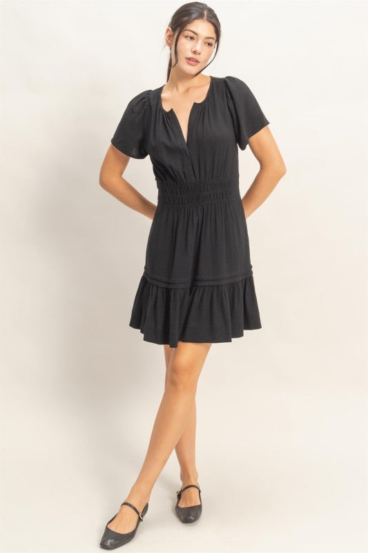 Melody Short Sleeve Tuck Skirt Dress