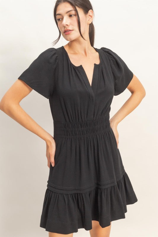 Melody Short Sleeve Tuck Skirt Dress