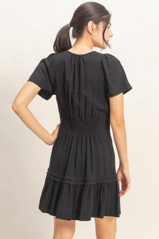 Melody Short Sleeve Tuck Skirt Dress