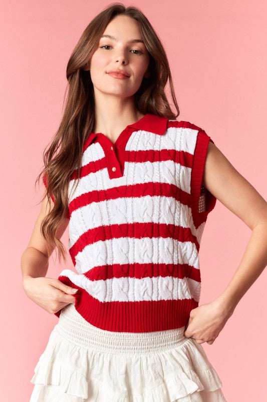 Emilia Pearl Button Bow Back Sweater Vest
