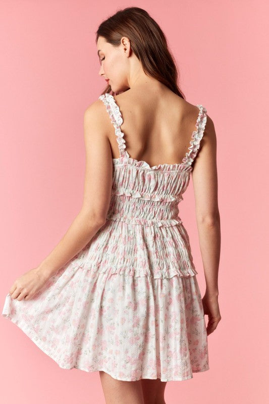 Camila Floral Shirred Flare Mini Dress