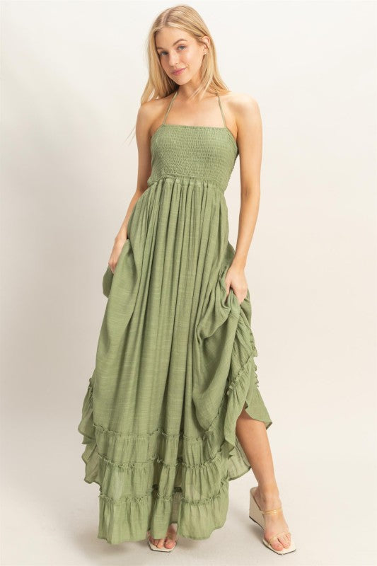 Giselle Smocked Halter Maxi Dress
