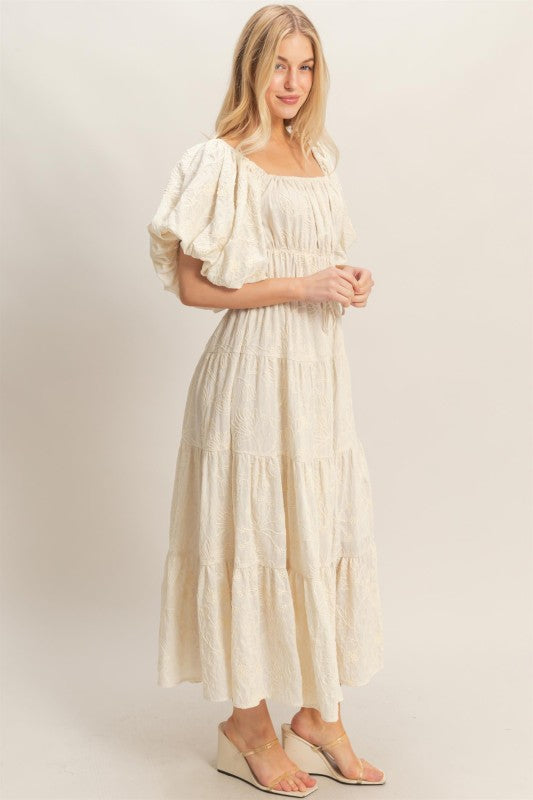 Keira Floral Puff Sleeve Midi Dress