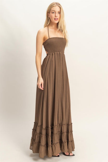Giselle Smocked Halter Maxi Dress