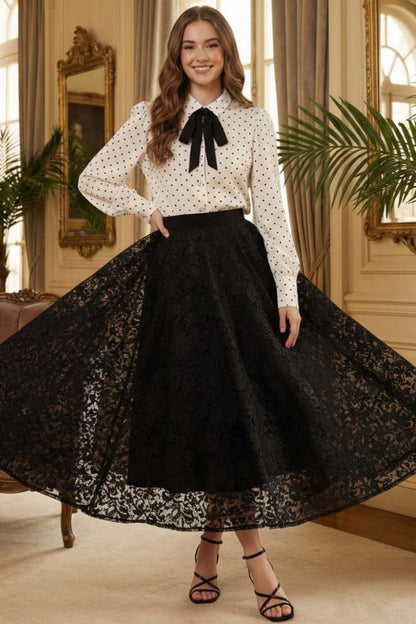 Maya Button Down Polka Dot Printed Blouse