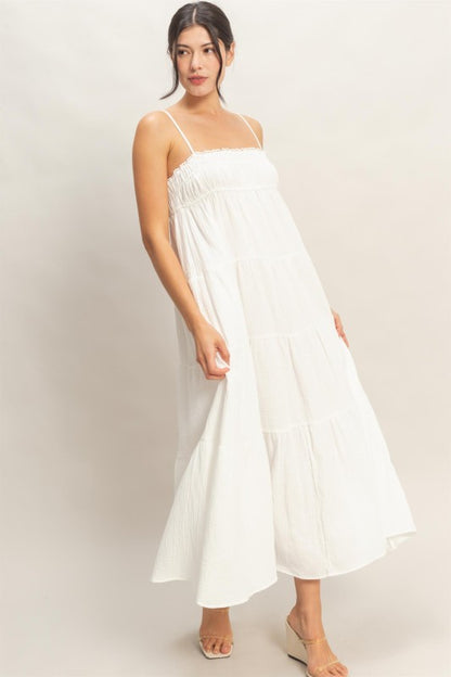 Haley Smocked Tiered Maxi Dress