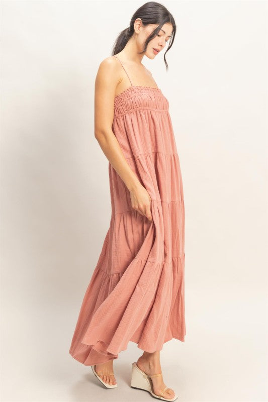 Haley Smocked Tiered Maxi Dress