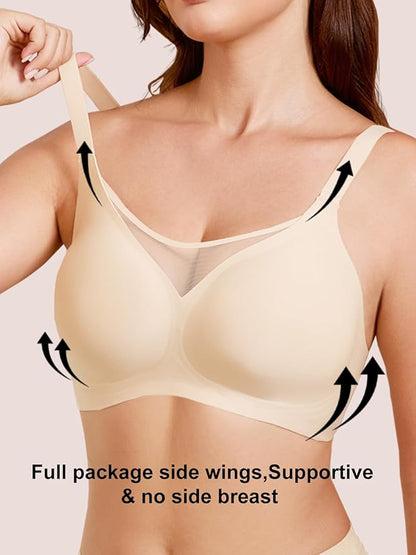 Rebecca Jelly Push Up V Mesh Bra Seamless Soft No Underwire Everyday Tshirt Bra