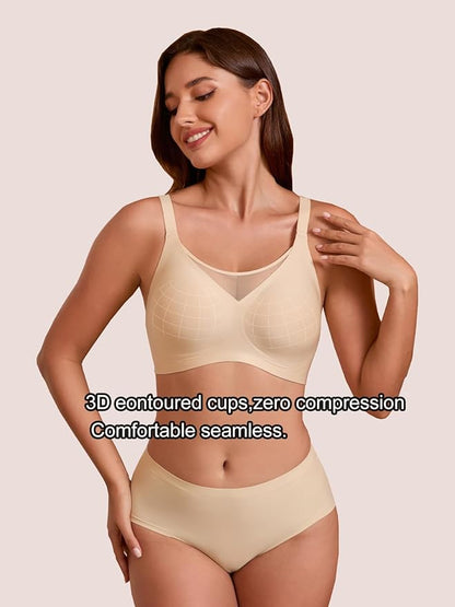 Rebecca Jelly Push Up V Mesh Bra Seamless Soft No Underwire Everyday Tshirt Bra