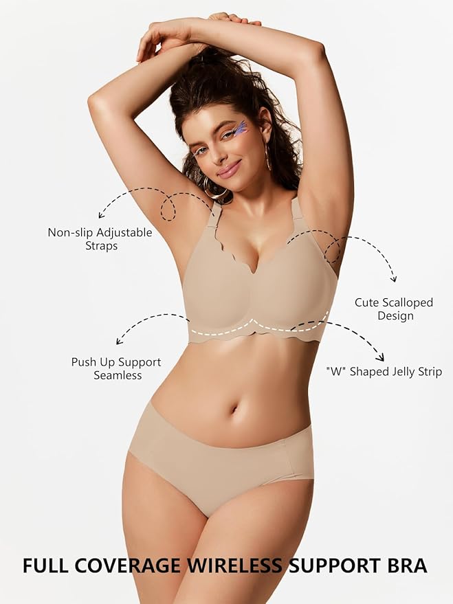 Sammy Jelly Push Up Bra Seamless Soft No Underwire Everyday Tshirt Bra