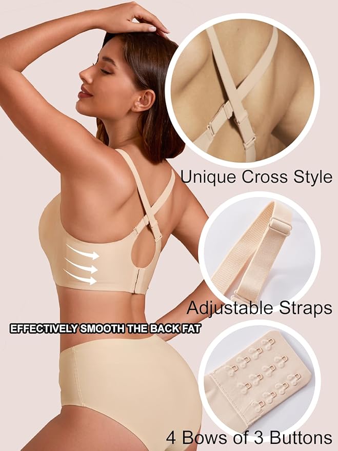 Rebecca Jelly Push Up V Mesh Bra Seamless Soft No Underwire Everyday Tshirt Bra