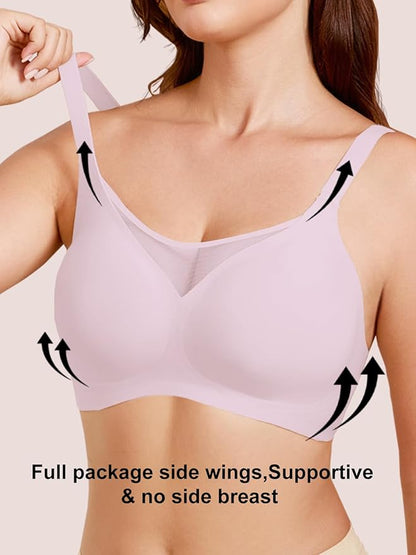 Rebecca Jelly Push Up V Mesh Bra Seamless Soft No Underwire Everyday Tshirt Bra