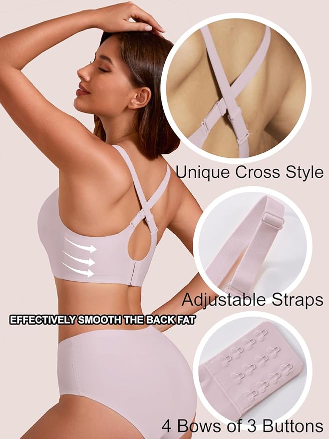Rebecca Jelly Push Up V Mesh Bra Seamless Soft No Underwire Everyday Tshirt Bra