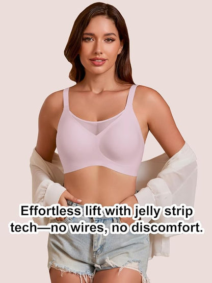 Rebecca Jelly Push Up V Mesh Bra Seamless Soft No Underwire Everyday Tshirt Bra