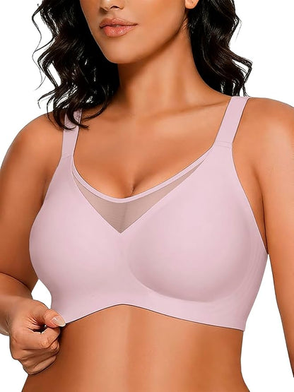 Rebecca Jelly Push Up V Mesh Bra Seamless Soft No Underwire Everyday Tshirt Bra