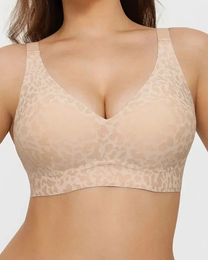 Venice V-Neck Leopard Print Seamless Wire-Free Jelly Bra