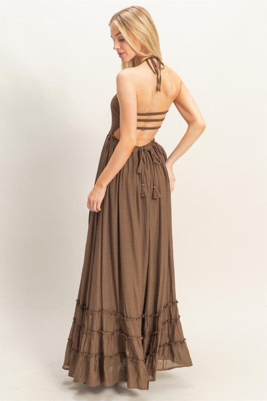 Giselle Smocked Halter Maxi Dress